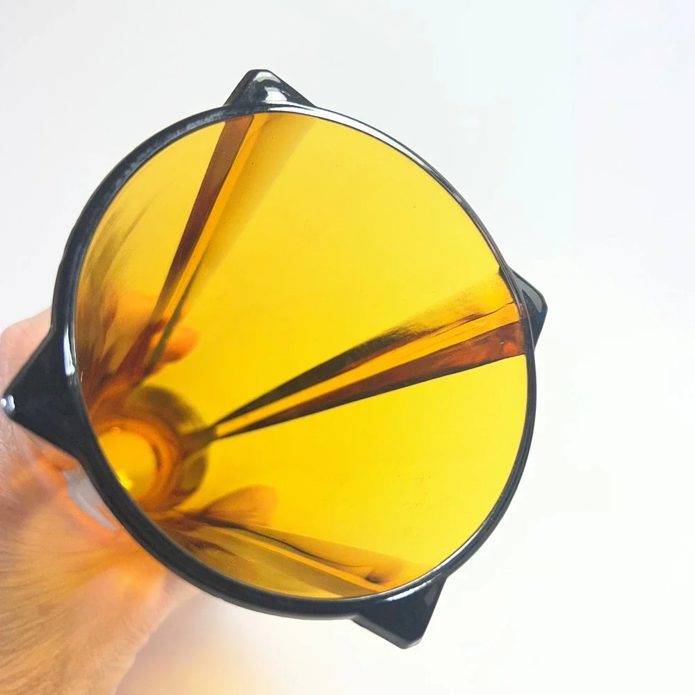 Vintage MCM 1960s Anchor Hocking Rocket Vase Atomic Amber Glass 9